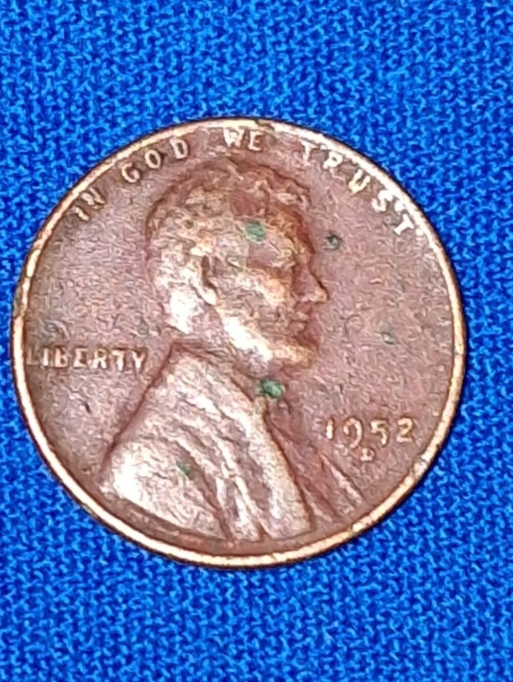 1952-D Red Lincoln Wheat Penny Error On The Reverse ,O In One And United